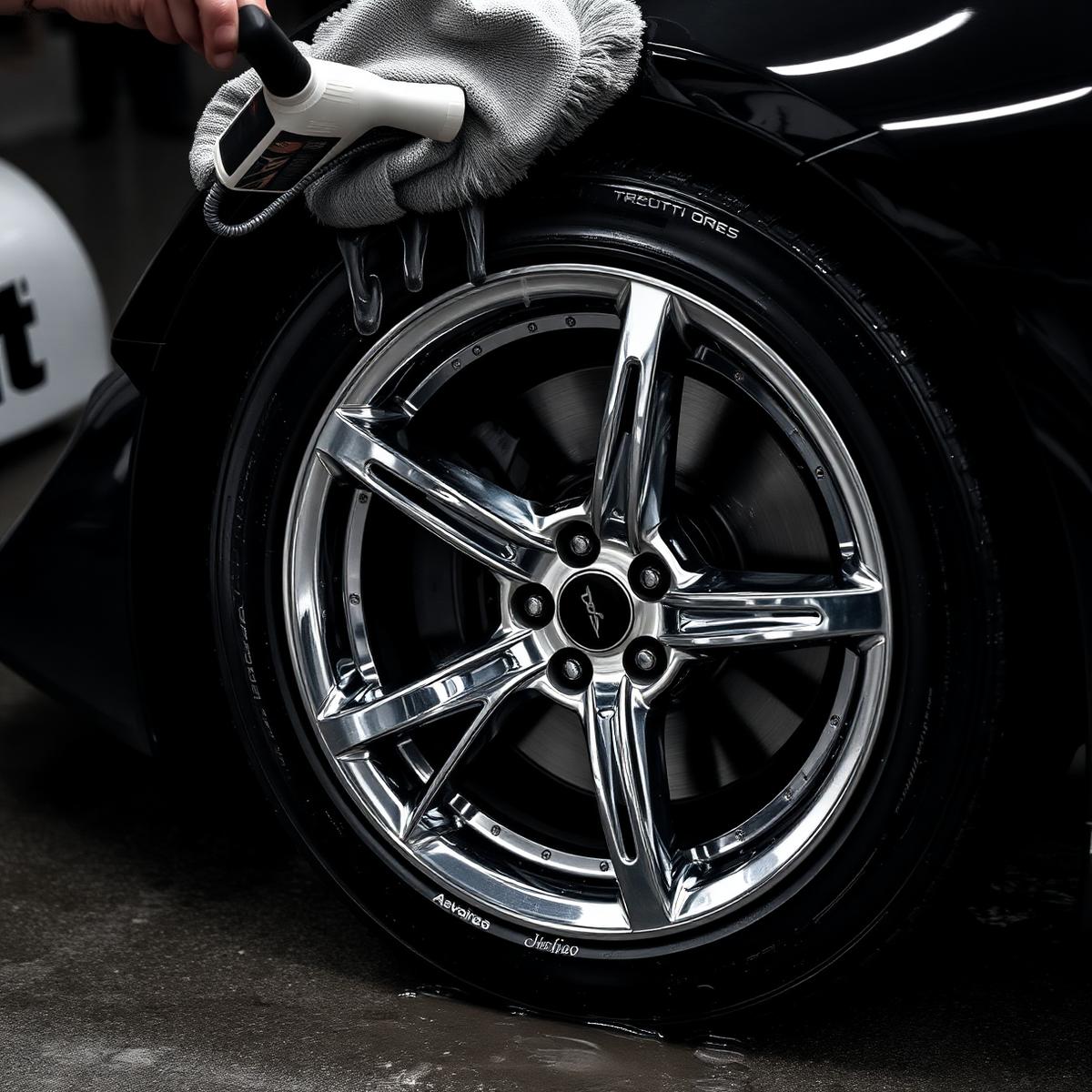 Wheel cleaning close-up